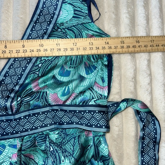 H&M Blue Sleeveless V-Neck Mini Dress peacock - Picture 3 of 7
